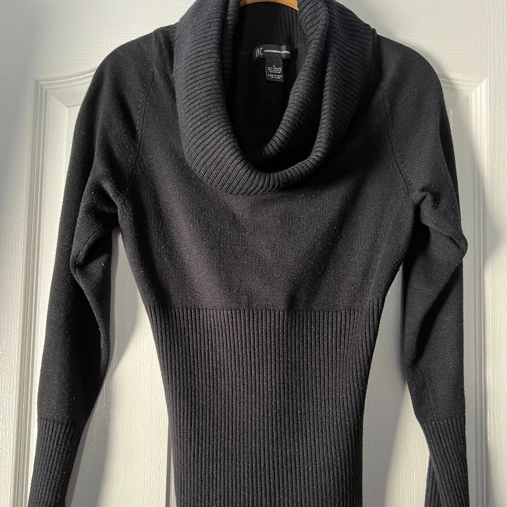 Black Fitted Cowl Neck Sweater